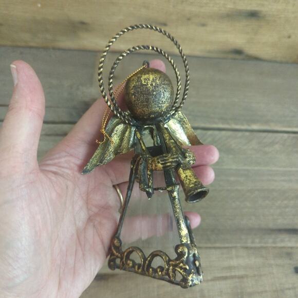 Vintage Glass and Metal Angel Candle Cover / Christmas Tree Ornament - Picture 2 of 10